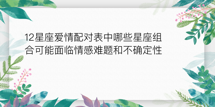 12星座爱情配对表中哪些星座组合可能面临情感难题和不确定性