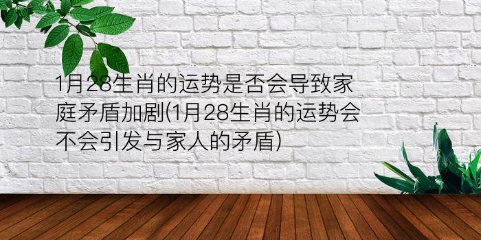 1月28生肖的运势是否会导致家庭矛盾加剧(1月28生肖的运势会不会引发与家人的矛盾)