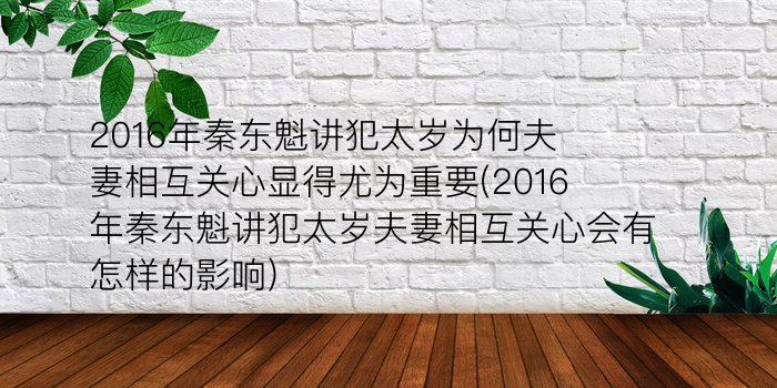 2016年秦东魁讲犯太岁为何夫妻相互关心显得尤为重要(2016年秦东魁讲犯太岁夫妻相互关心会有怎样的影响)