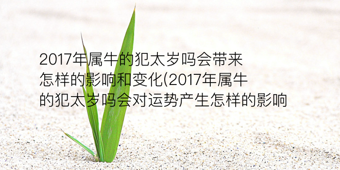 2017年属牛的犯太岁吗会带来怎样的影响和变化(2017年属牛的犯太岁吗会对运势产生怎样的影响)