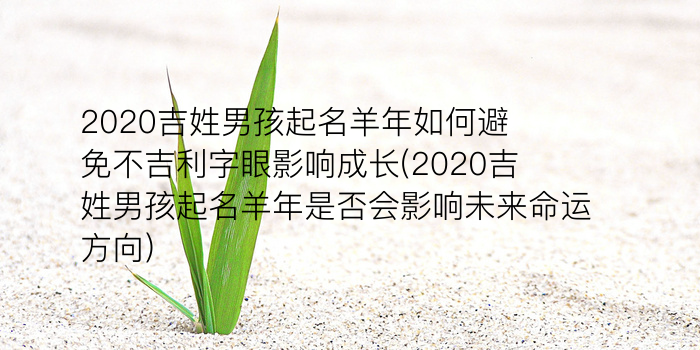 2020吉姓男孩起名羊年如何避免不吉利字眼影响成长(2020吉姓男孩起名羊年是否会影响未来命运方向)