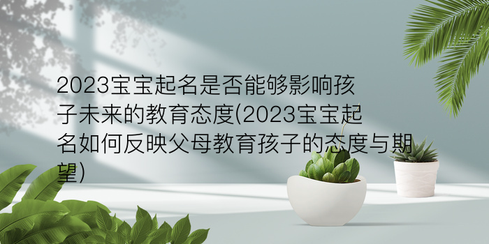 2023宝宝起名是否能够影响孩子未来的教育态度(2023宝宝起名如何反映父母教育孩子的态度与期望)