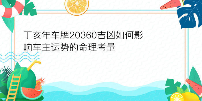 丁亥年车牌20360吉凶如何影响车主运势的命理考量