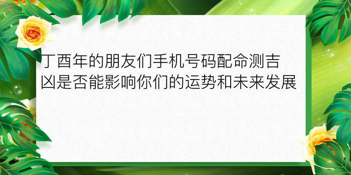 丁酉年的朋友们手机号码配命测吉凶是否能影响你们的运势和未来发展呢