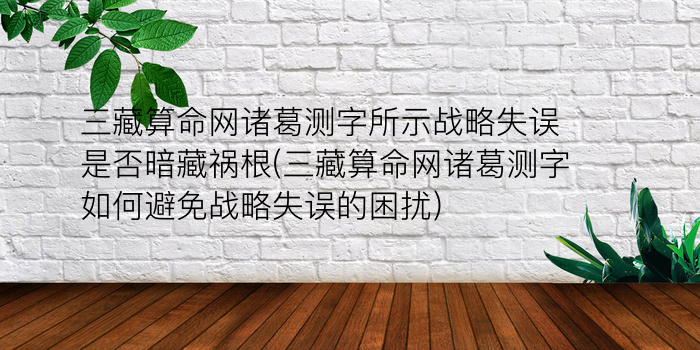 三藏算命网诸葛测字所示战略失误是否暗藏祸根(三藏算命网诸葛测字如何避免战略失误的困扰)