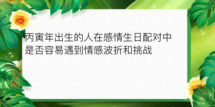 丙寅年出生的人在感情生日配对中是否容易遇到情感波折和挑战