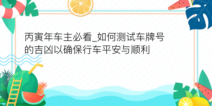 丙寅年车主必看_如何测试车牌号的吉凶以确保行车平安与顺利