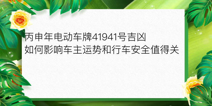 丙申年电动车牌41941号吉凶如何影响车主运势和行车安全值得关注