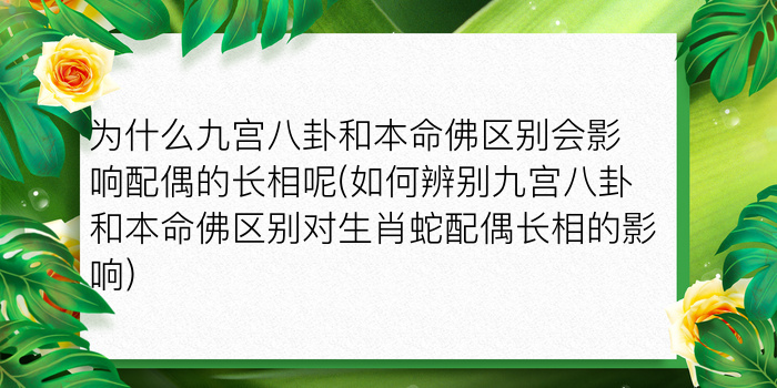 为什么九宫八卦和本命佛区别会影响配偶的长相呢(如何辨别九宫八卦和本命佛区别对生肖蛇配偶长相的影响)