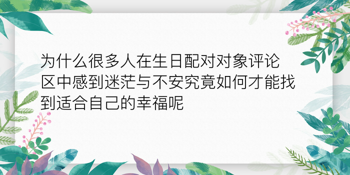 为什么很多人在生日配对对象评论区中感到迷茫与不安究竟如何才能找到适合自己的幸福呢