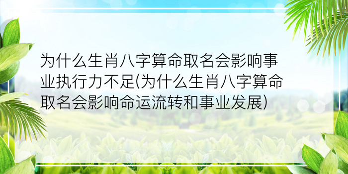 为什么生肖八字算命取名会影响事业执行力不足(为什么生肖八字算命取名会影响命运流转和事业发展)