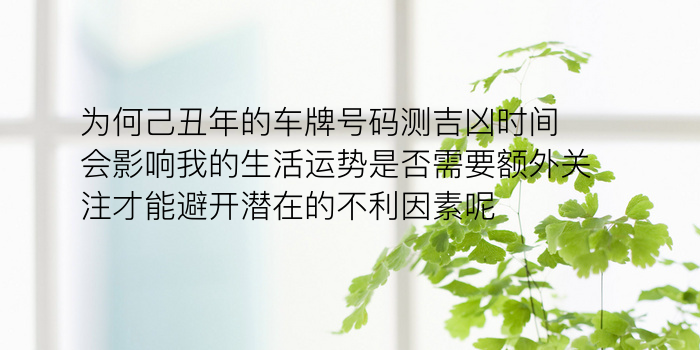 为何己丑年的车牌号码测吉凶时间会影响我的生活运势是否需要额外关注才能避开潜在的不利因素呢