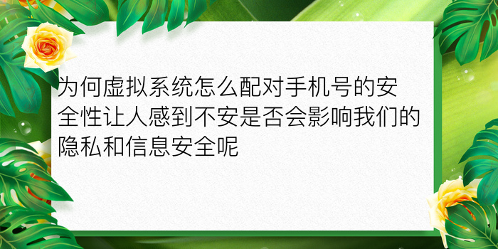 为何虚拟系统怎么配对手机号的安全性让人感到不安是否会影响我们的隐私和信息安全呢