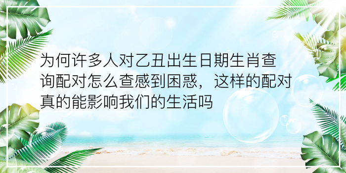 为何许多人对乙丑出生日期生肖查询配对怎么查感到困惑，这样的配对真的能影响我们的生活吗