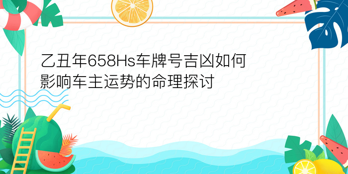 乙丑年658Hs车牌号吉凶如何影响车主运势的命理探讨