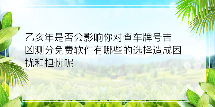 乙亥年是否会影响你对查车牌号吉凶测分免费软件有哪些的选择造成困扰和担忧呢