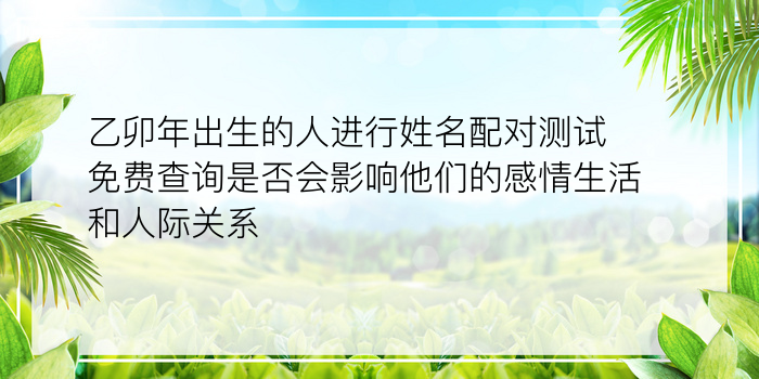 乙卯年出生的人进行姓名配对测试免费查询是否会影响他们的感情生活和人际关系