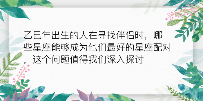 乙巳年出生的人在寻找伴侣时，哪些星座能够成为他们最好的星座配对，这个问题值得我们深入探讨