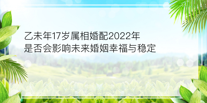 乙未年17岁属相婚配2022年是否会影响未来婚姻幸福与稳定