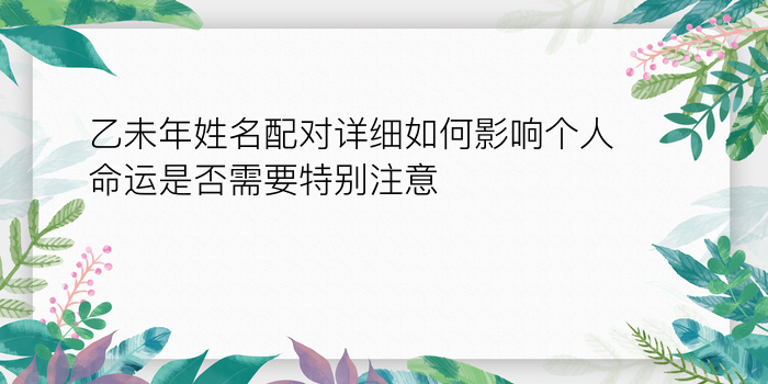 乙未年姓名配对详细如何影响个人命运是否需要特别注意