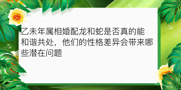 乙未年属相婚配龙和蛇是否真的能和谐共处，他们的性格差异会带来哪些潜在问题