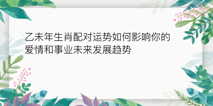 乙未年生肖配对运势如何影响你的爱情和事业未来发展趋势