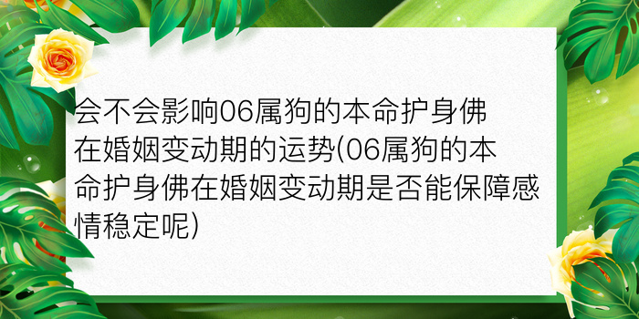 会不会影响06属狗的本命护身佛在婚姻变动期的运势(06属狗的本命护身佛在婚姻变动期是否能保障感情稳定呢)