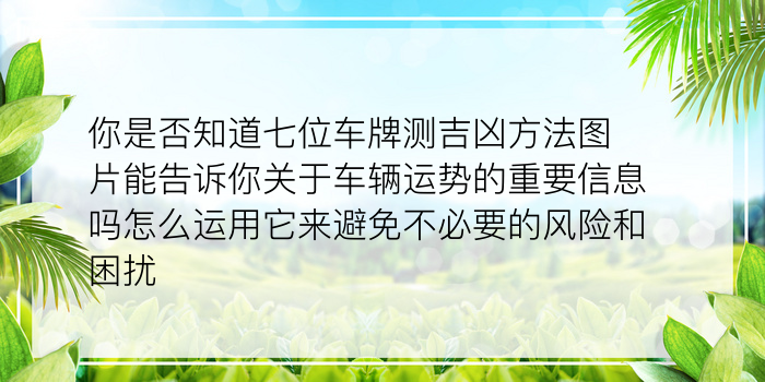 你是否知道七位车牌测吉凶方法图片能告诉你关于车辆运势的重要信息吗怎么运用它来避免不必要的风险和困扰