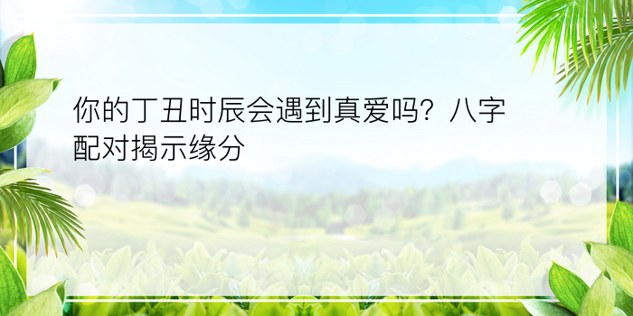 你的丁丑时辰会遇到真爱吗？八字配对揭示缘分