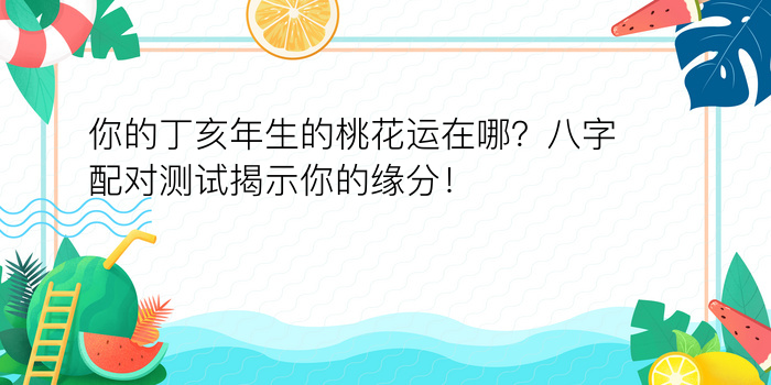 你的丁亥年生的桃花运在哪？八字配对测试揭示你的缘分！