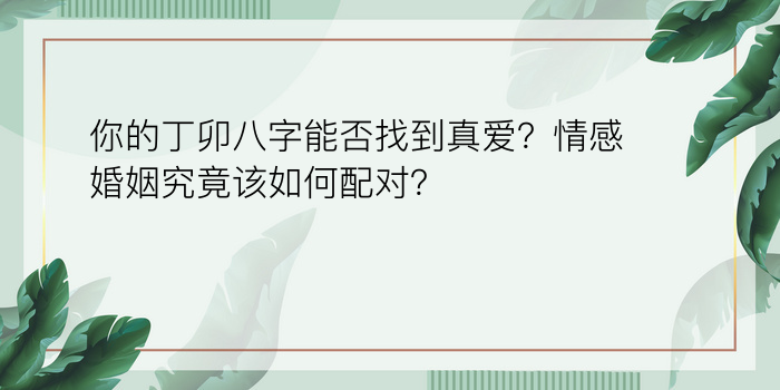 你的丁卯八字能否找到真爱？情感婚姻究竟该如何配对？