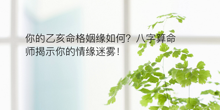 你的乙亥命格姻缘如何？八字算命师揭示你的情缘迷雾！