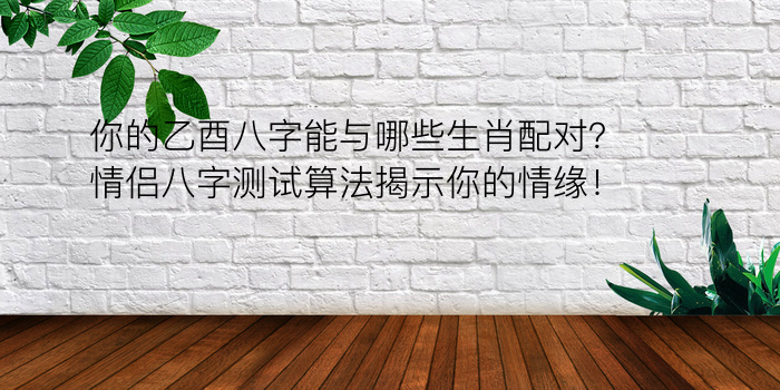 你的乙酉八字能与哪些生肖配对？情侣八字测试算法揭示你的情缘！