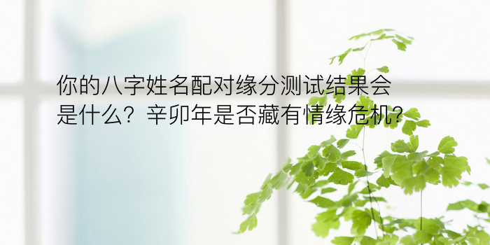 你的八字姓名配对缘分测试结果会是什么？辛卯年是否藏有情缘危机？