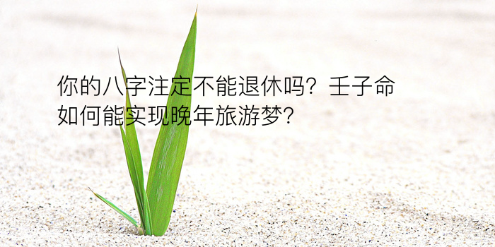 你的八字注定不能退休吗？壬子命如何能实现晚年旅游梦？