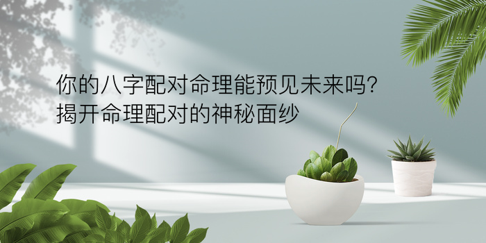 你的八字配对命理能预见未来吗？揭开命理配对的神秘面纱