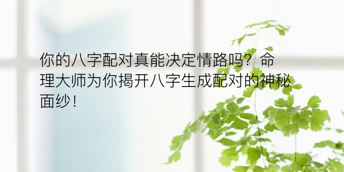 你的八字配对真能决定情路吗？命理大师为你揭开八字生成配对的神秘面纱！