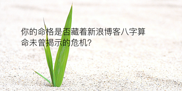 你的命格是否藏着新浪博客八字算命未曾揭示的危机？