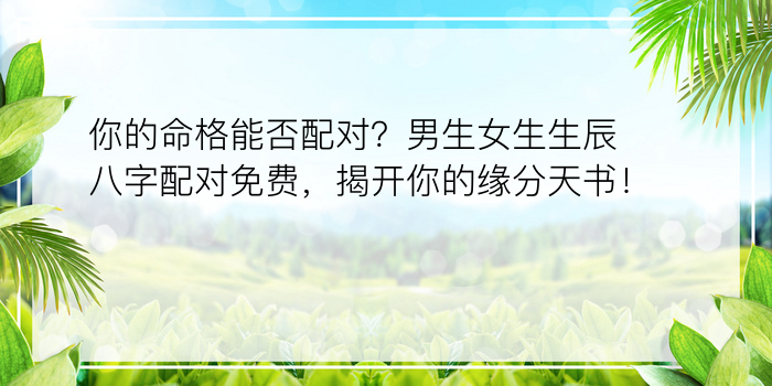 你的命格能否配对？男生女生生辰八字配对免费，揭开你的缘分天书！