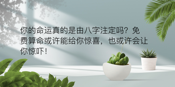 你的命运真的是由八字注定吗？免费算命或许能给你惊喜，也或许会让你惊吓！