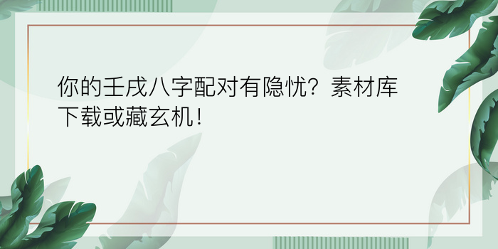 你的壬戌八字配对有隐忧？素材库下载或藏玄机！