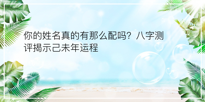 你的姓名真的有那么配吗？八字测评揭示己未年运程