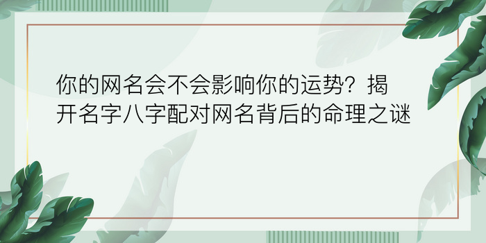 你的网名会不会影响你的运势？揭开名字八字配对网名背后的命理之谜！