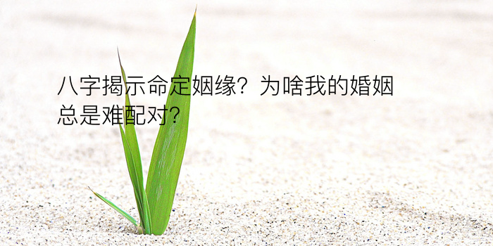 八字揭示命定姻缘？为啥我的婚姻总是难配对？