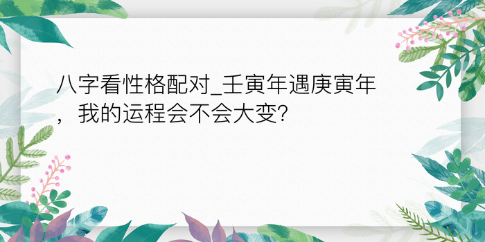 八字看性格配对_壬寅年遇庚寅年，我的运程会不会大变？