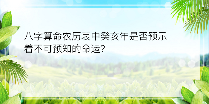 八字算命农历表中癸亥年是否预示着不可预知的命运？