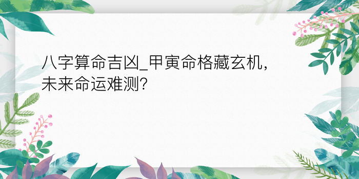 八字运程分解游戏截图