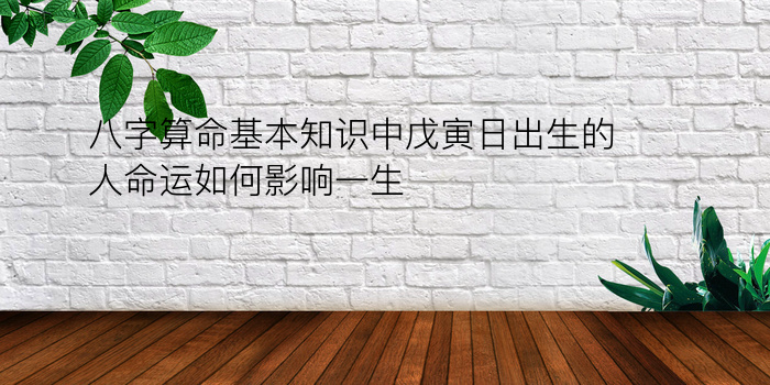 八字算命基本知识中戊寅日出生的人命运如何影响一生