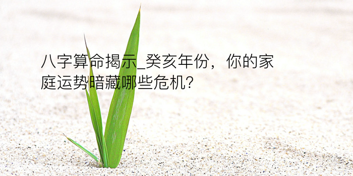 八字算命揭示_癸亥年份，你的家庭运势暗藏哪些危机？