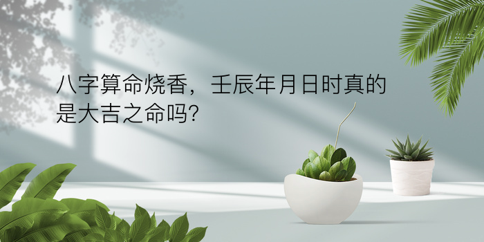 八字算命烧香，壬辰年月日时真的是大吉之命吗？